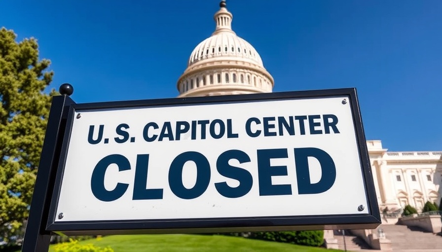 Sign at U.S. Capitol showing effects of government shutdown on federal employees.