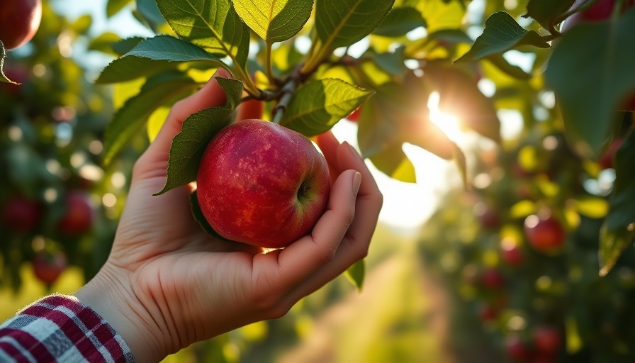Hands picking apples in sunny orchard, best U-Pick apple orchards in Nova Scotia.
