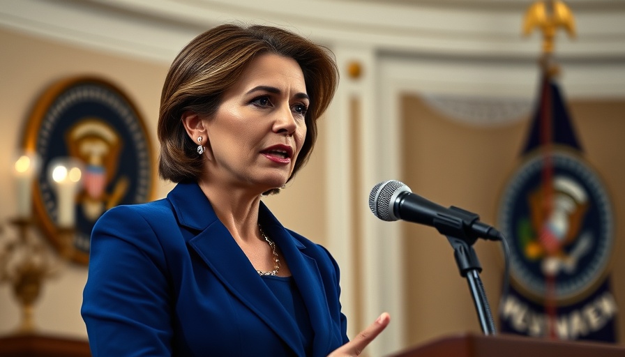 Woman in blue blazer speaking at a conference, airports refuse to show DHS video