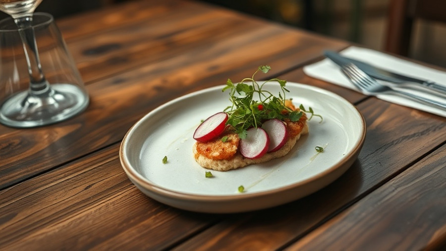 Elegant dish at Acme Pizza & Pasta Co. with microgreens on ceramic plate.