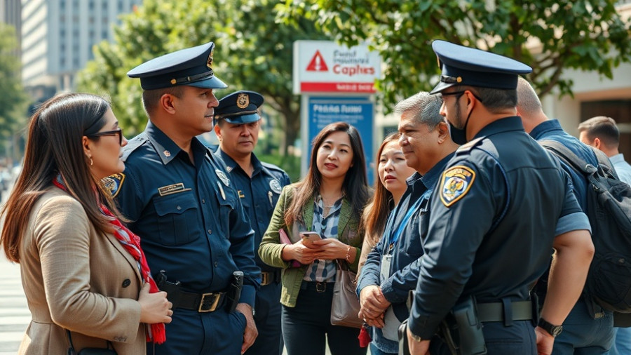 Officers interacting with civilians outside a building in Portland