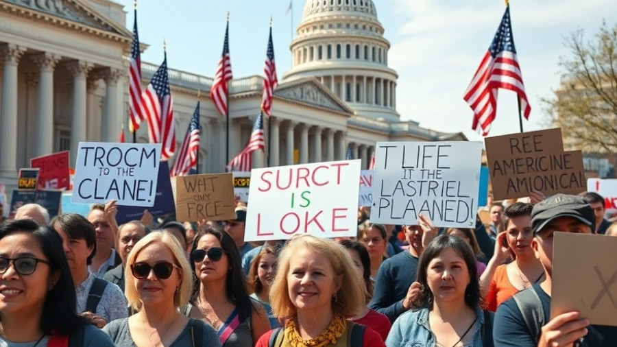 Federal workers union protest for government funding outside a historic building.
