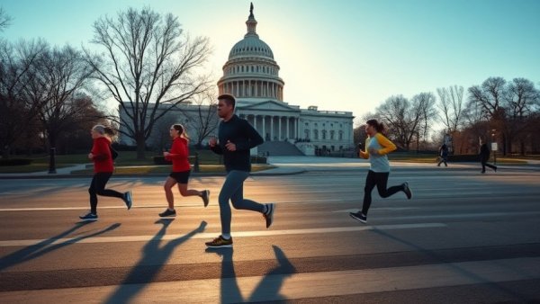 Federal services reopening after shutdown with Capitol and joggers.