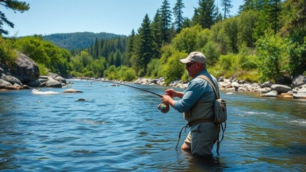 Fly fishing in river, scenic Calgary versus Edmonton river valleys