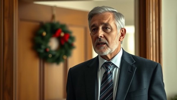 Middle-aged man speaking near a doorway, Epstein files bill.