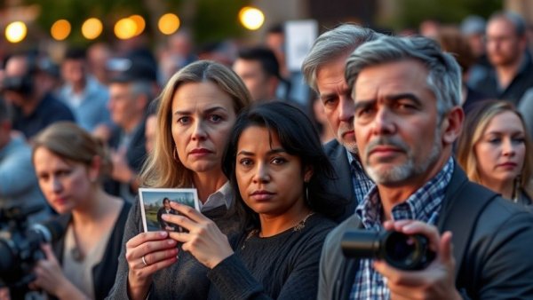 Individuals at a public event related to Epstein files release timeline