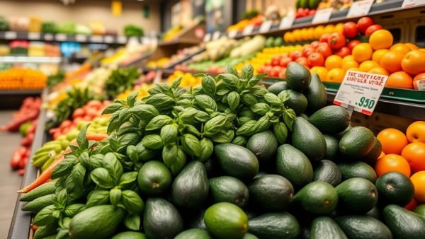 Canada grocery store with visible food prices in 2026.