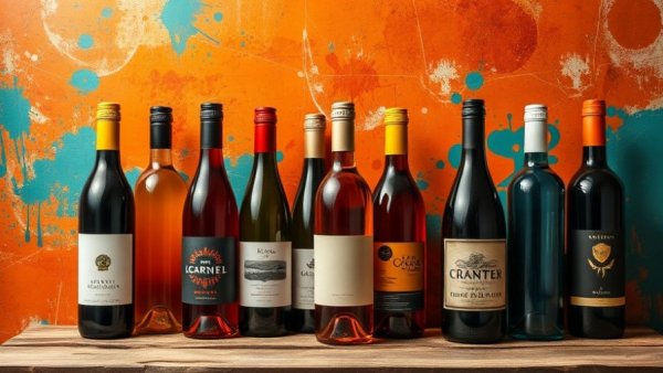 Vibrant wine selection with artistic abstract background, best wines to sip this holiday season.