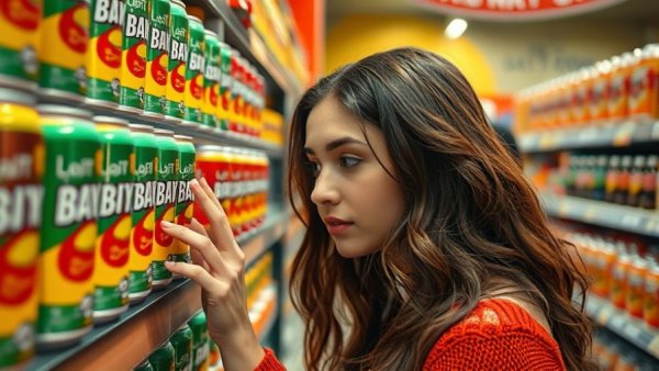 Female shopper choosing Toronto non-alcoholic beverages cans in store