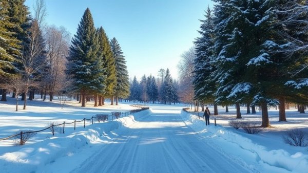 Scenic view of outdoor skating rink in Edmonton park amid snow.