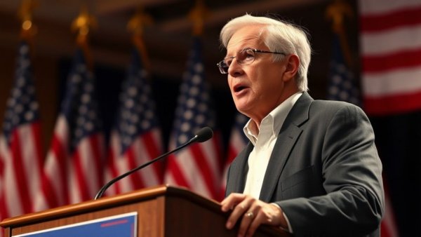 Older male speaker at podium warns Republicans about midterms and impeachment.