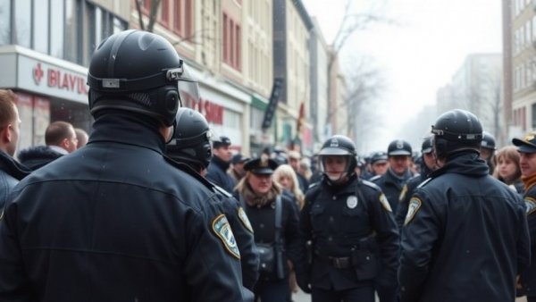 Crowd and police during ICE shooting Minneapolis incident.