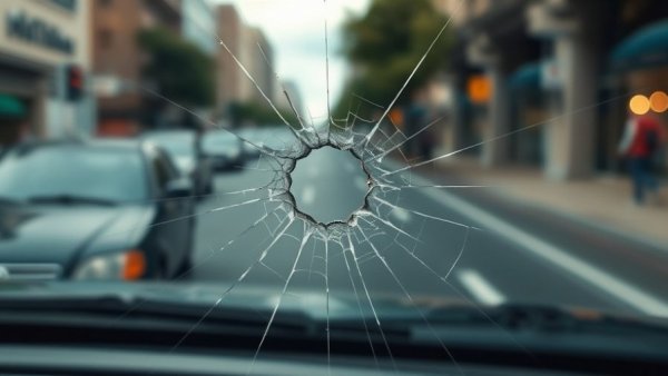 Close-up of a car windshield with a bullet hole, Minneapolis ICE shooting.