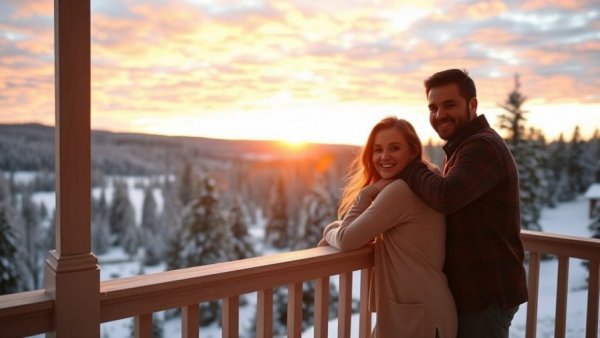 Nostalgia Townlet Homes at sunset with a smiling couple