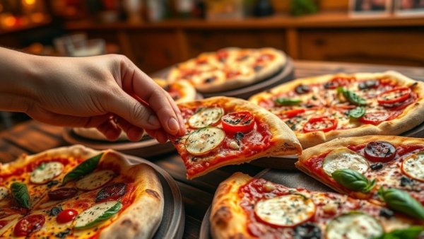 Gourmet pizza slice in hand at Toronto new restaurants 2026.