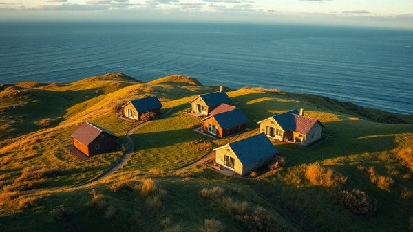Cabot Cape Breton golf resort with ocean view at sunset.