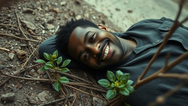 Framed photo on gritty ground next to plant, Minneapolis shooting.