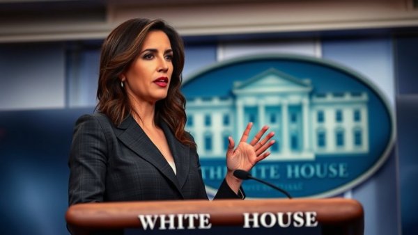 Confident woman addressing a press briefing on the Pretti shooting incident.