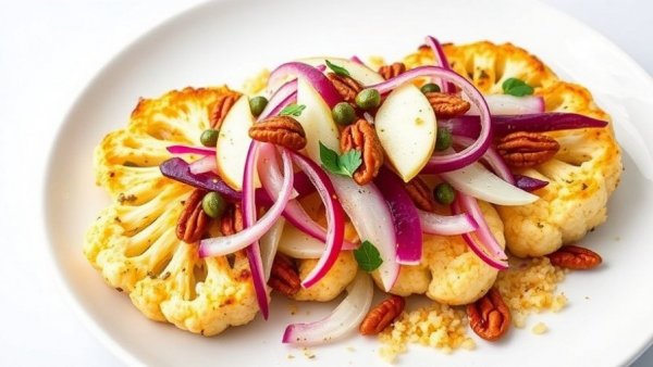 Roasted Cauliflower Steaks with Winter Slaw and Couscous