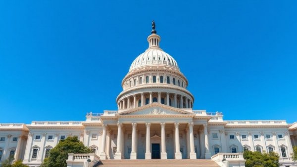 United States Capitol building under clear blue sky, symbolizing government action.