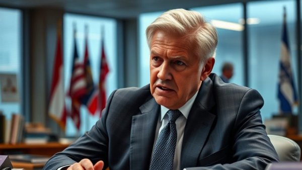 Intense political discussion with an older man in office setting.