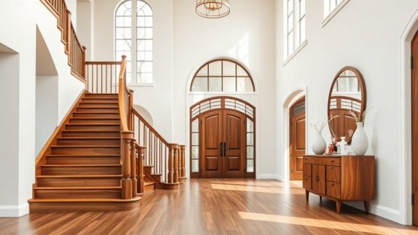 Foothills Hospital Home Lottery elegant foyer with staircase and archway.