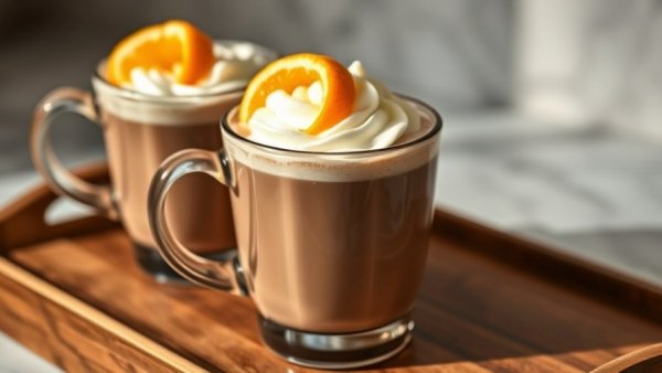 London Fog hot chocolate in glass mugs with whipped cream.
