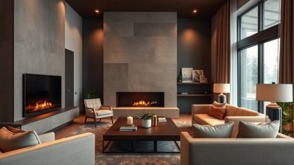 Stylish living room in multi-functional family home with modern decor.