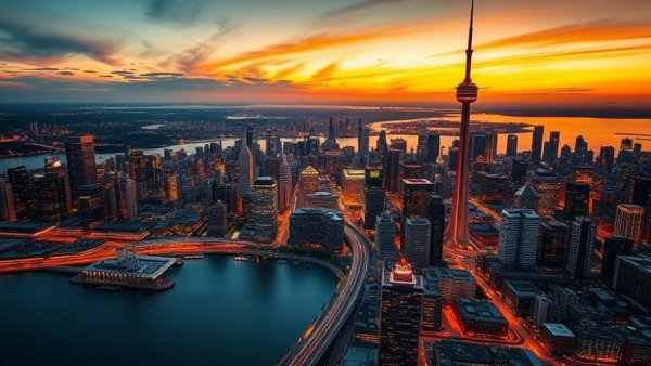 Toronto skyline at sunset for March 2026 events and date ideas.
