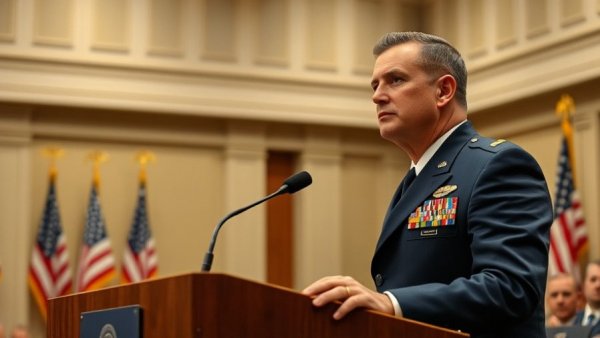 US military official discusses munitions in press conference setting.
