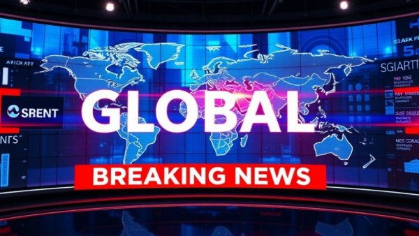 Breaking news alert on digital screen with global map backdrop, Michigan synagogue attack.