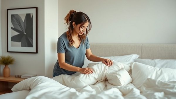 Woman staging a bedroom, highlighting the importance of home staging.