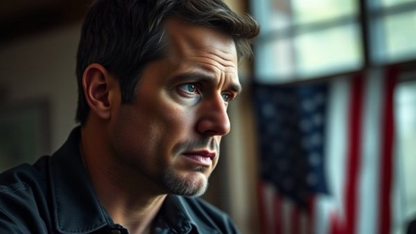 Person contemplating diplomacy against Iran with U.S. flag backdrop.