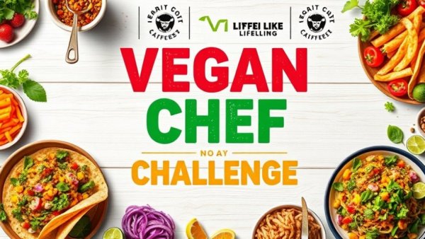 Canmore Vegan Chef Challenge promotional poster with vibrant food border.