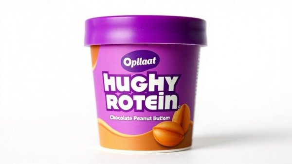 High-protein ice cream tub with chocolate peanut butter flavor