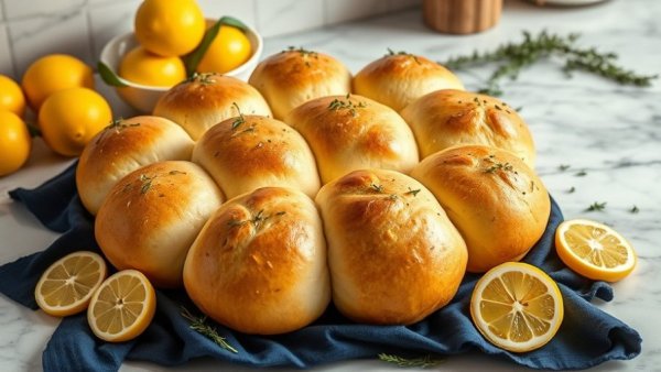 Easy lemon and thyme buns with fresh citrus and herbs.