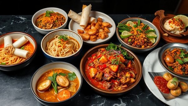 Diverse food options in Canadian cities, showcasing Asian and Middle Eastern cuisine.