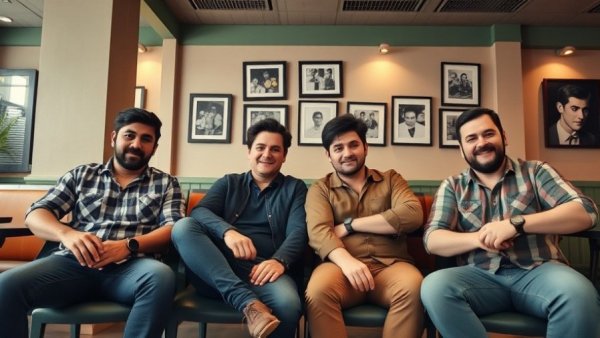Casually dressed men relaxing in a cafe, Vancouver date ideas in May.