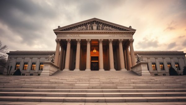 Supreme Court building in early evening light, related to Virginia redistricting Supreme Court ruling.