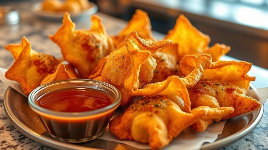 Crispy fried vegan wontons at Tamarind Vietnamese Grill, a top spot for plant-based dining.