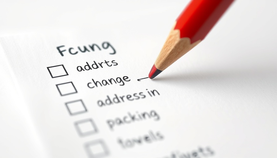 Checklist for a smooth moving process with red pencil.