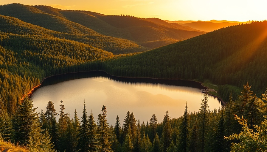 Scenic view of La Mauricie National Park with sunrise over a lake