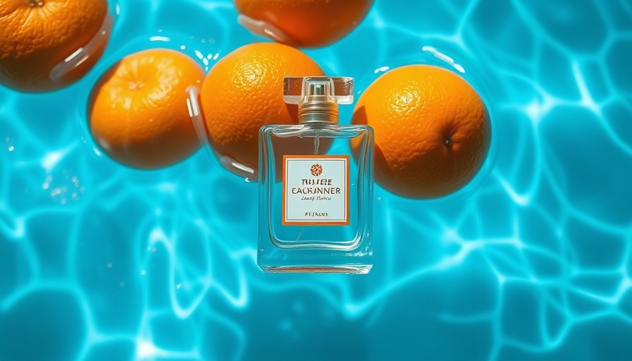 Refreshing summer perfume with clementines in water, perfect signature scent for summer date nights.