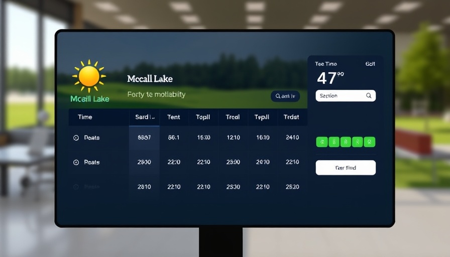 Digital golf booking interface showing networking opportunities.