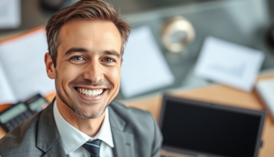 New land title registration costs Alberta text with smiling businessman.