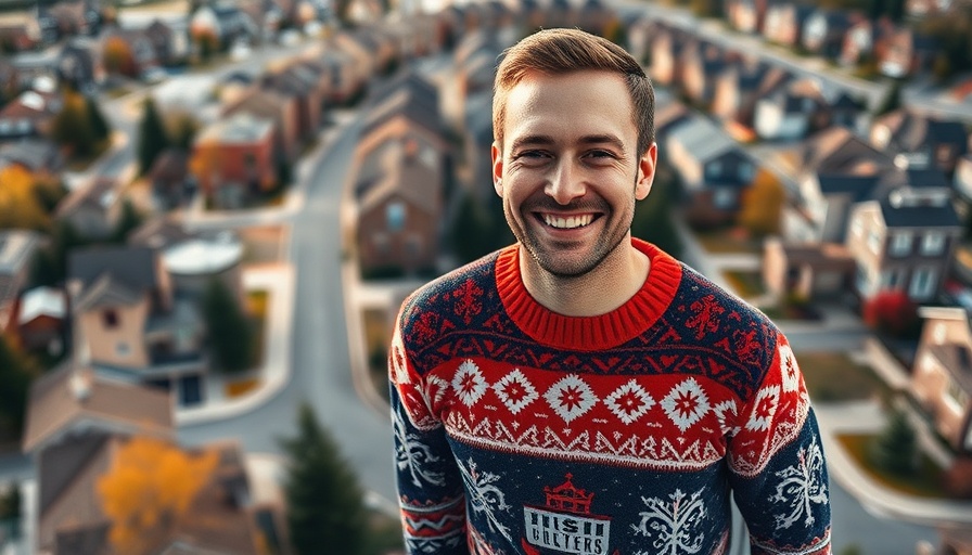 Calgary Housing Market 2025 guide with smiling man in festive sweater.