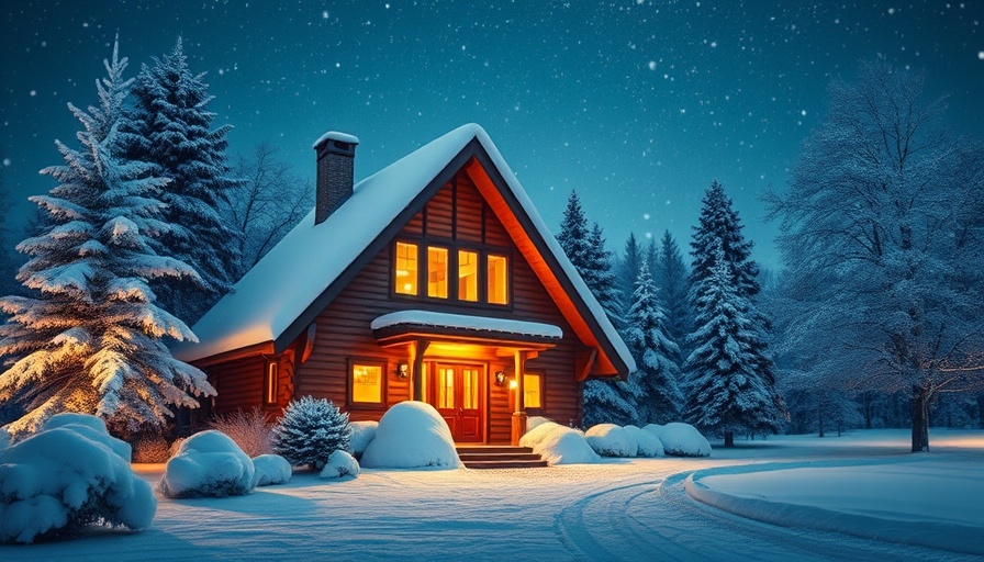 Snow-covered house glowing warmly, tips on how to winter-proof your home.