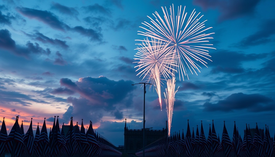 U.S. Armed Services 250th Anniversary Fireworks with flags