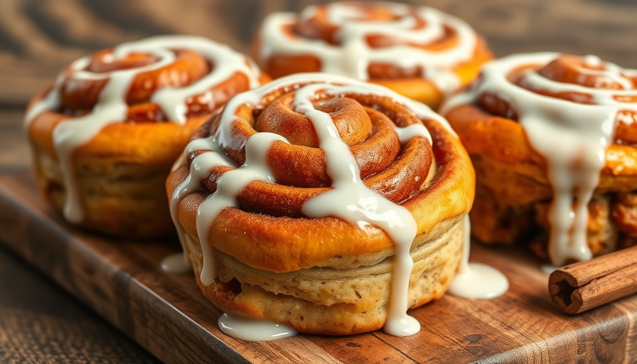 Freshly baked chai cinnamon buns with creamy glaze