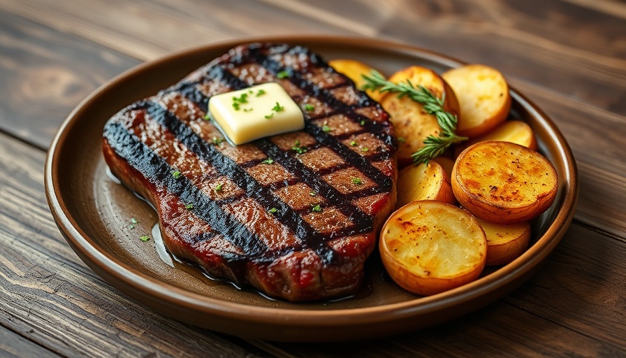 Alberta beef steak with herb butter and potatoes, dining in Calgary.
